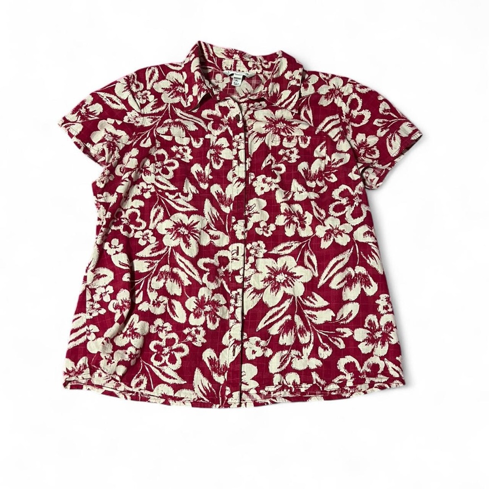 Croft & Barrow Pink and White Floral Button-Down Shirt